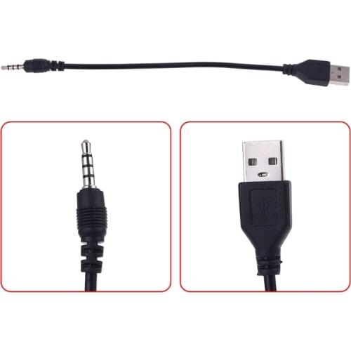 USB Male to 3.5mm Stereo Headphone Jack Plug Cable For MP3 MP4 Black Hot H054