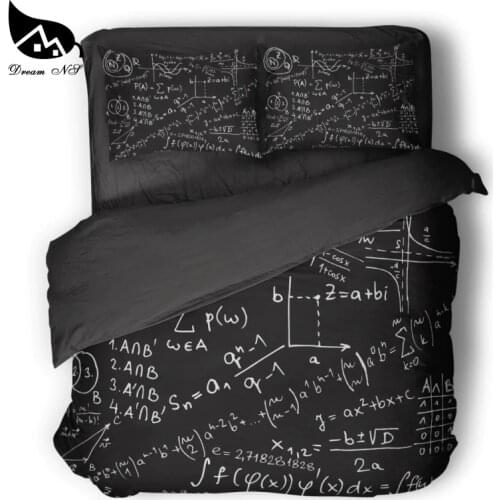 Dream NS Equation Design Mathematics Equations Black Bedding Set GEKK Sci-fi Quilt Cover Pillowcase Customized Home Textiles