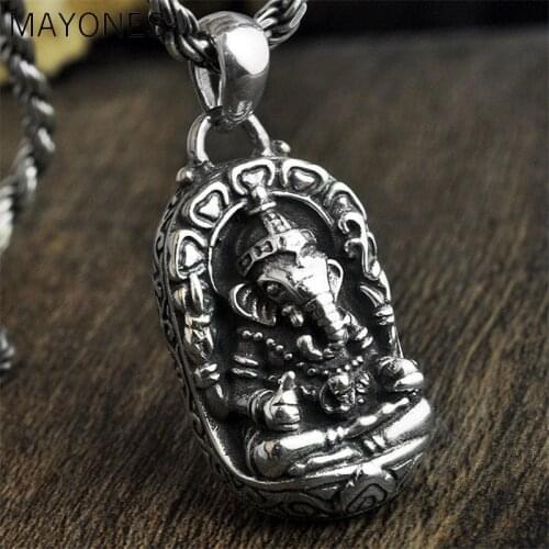 100% Real 925 Sterling Silver Ganesha Buddha Pendants Elephant Gods Amulet Pendant For Men Women Kids Fine Jewelry Best Gift