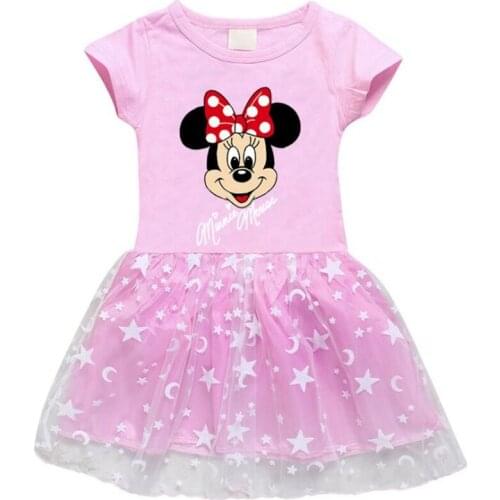 Disney Cartoon Summer Baby Dress Minnie Mouse Princess Dresses Fashion Girls A-Line Children Soft Clothes Kids Clothing Dress
