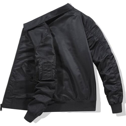 QSuper Solid Color Mens Jackets Turn-down Collar Men Windbreaker Autumn&Spring Polyester Casual Male Bomber Jacket Clothing