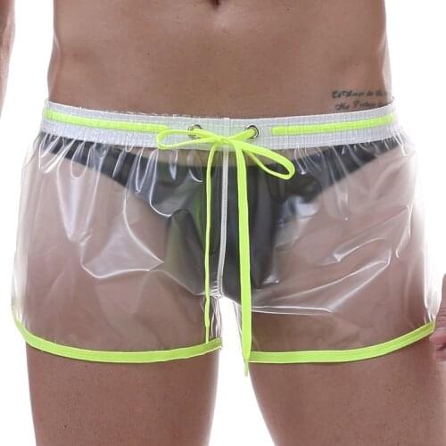 Men Transparent Beachwear Board Shorts Mens Sport Swimming Shorts Waterproof Boxers Bikini Swimwear Trunks