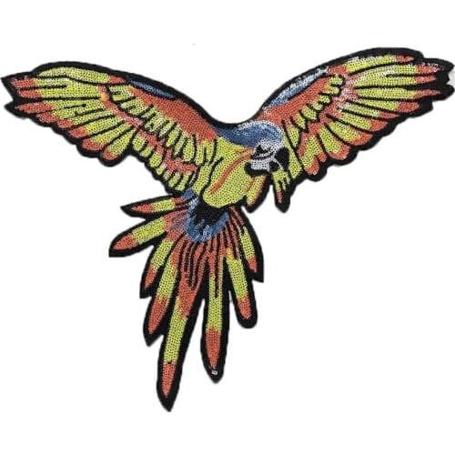 Parrot Sequins Eagle Bird Patch Applique Embroidery Patches for Clothes T-shirt Jeans Clothing Decoration Stickers on Clothes