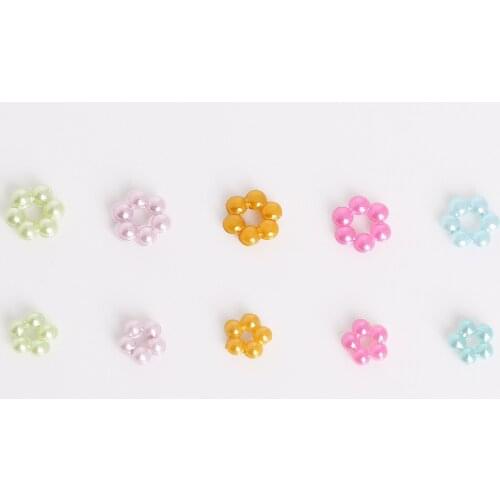 New 100pcs 7/9mm Mix color Round pearl flower Plastic ABS Imitation Pearl Beads for DIY Jewelry Craft Scrapbook Decoration
