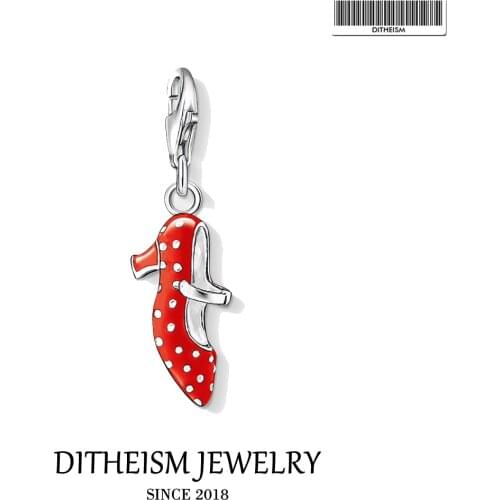 Charms Pendant Spain Red Shoes High-heels fits Bracelets 2021 New Trendy Women Jewelry DIY Making 925 Sterling Silver Gift