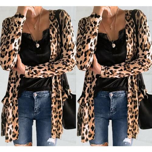 Womens Leopard Print Open Front Jacket Cardigan Blazer suit Tops Coat OL Slim Casual Long Sleeve Blazer Feminino blusa Outwear