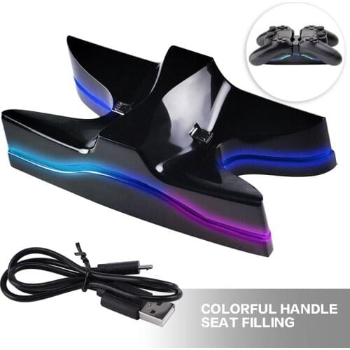Pohiks 1pc DC 5V Colorful Handle Charging Dock LED Dual Charger Station Base for Playstation 4 Controller