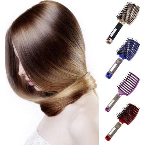 Girls Hair Scalp Massage Comb hair brush Bristle Nylon Women Curly Massage Comb Hair Brush for Salon Hairdressing Styling Tools