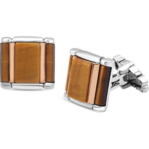 Silver Tiger Eye Stone Cufflinks