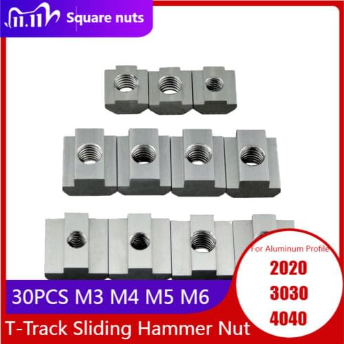 T Block square nuts M3 M4 M5 M6 M8 Slot t nut Sliding hammer nut for 2020 3030 4040 Aluminum profile fasten nuts for cnc machine