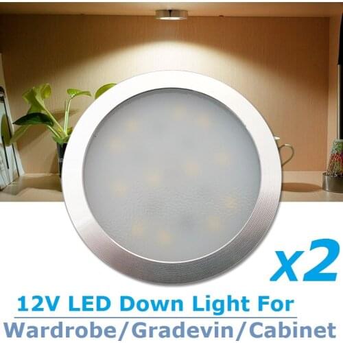 2x12v DC LED Ultrathin Ceiling Ligts Wardrobe Under Cabinet Light cool White Silver Shell Caravan RV Interior Lamp Roof Kitchen