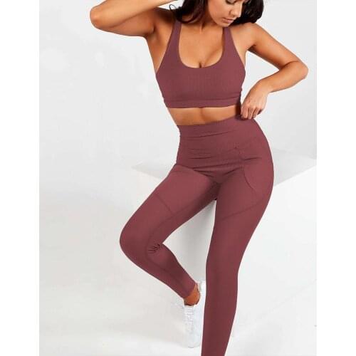 Europe And America New Style Solid Color Fitness Suit Moisture Wicking Yoga Sports Running Set