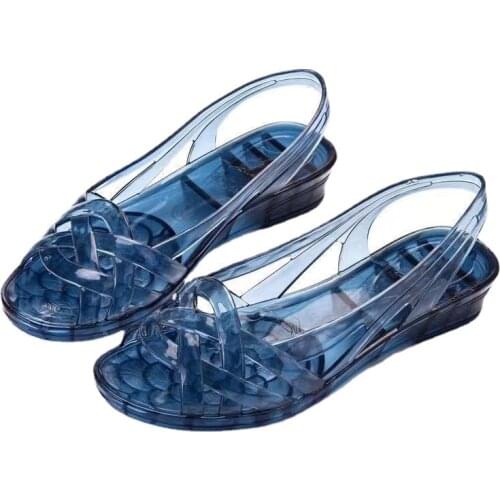 2021 New Arrival Fashion Slides Womens Jelly Shoes Transparent Sandals Anti-slip Round Female Casual Shoes Woman Sandals Flats