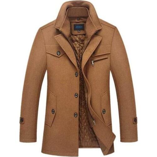 Winter Coat Men New Fashion Double Collar Windproof Thicken Woolen Coats Mens Outwear Winter Jacket Thick Warm Parka Size M-5XL