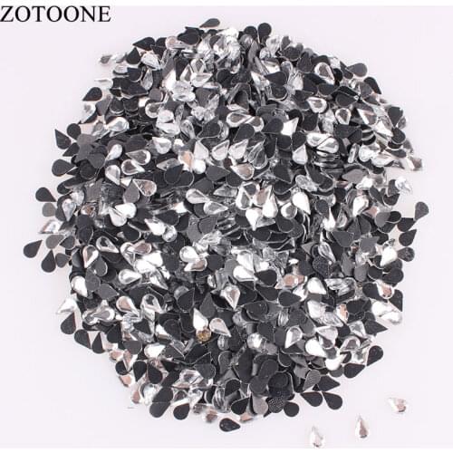 ZOTOONE 50pcs 5x8mm Rhinestones Glass Adhesive Sticker DIY Flatback Hot Fix Rhinestone Applique Trim Decorations Wedding Dress C