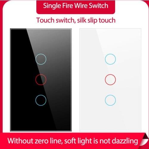1/2/3 Gang Smart Home 90-250V US Standard WiFi Touch Light Wall Switch Panel LED Backlight Glass Panel Light Sensory Switch