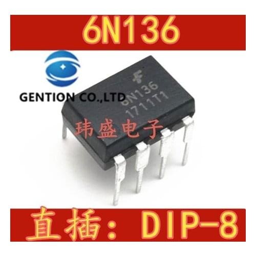 10PCS 6N136 6N136M DIP-8 high-speed optical coupling isolator A6N136 HCPL-6N in stock 100% new and original