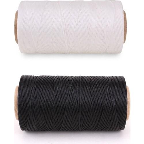 2 Pcs Flat Wax Wire Coil 260M Leather Leather DIY, White & Black