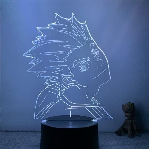 3D Lamp Anime Haikyuu Kotaru Bokuto Face LED NightLight Figure 7 Colors Touch Table Bedroom Decor Night Light Gift