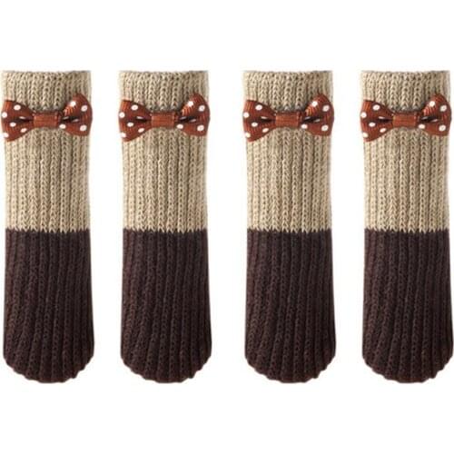 4 PCS / Pack Table And Chair Legs Covers Foot Pad Knitted Wear - Resistant Stool Cover Non - Slip Chair Legs Floor Protector
