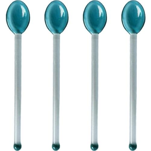 4 Pcs Heat Resistant Glass Spoons Clear Coffee Spoon Long Handle Dessert Spoon Clear Coffee Spoon