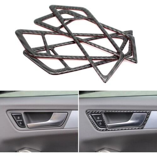 Real Carbon Fiber Car Styling Door Handle Bowl Frame Cover Trim For Audi Q5 2009 2010 2011 2012 2013 2014 2015 2016 2017
