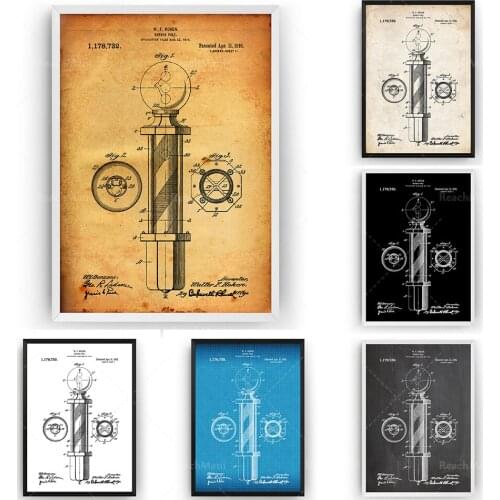 Barbers Pole 1916 Patent Print Wall Art Poster Barbershop Decor Blueprint Gifts