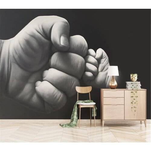 Beibehang Custom wallpaper HD hand-painted 3D stereo black and white fist fashion background wall home decoration painting