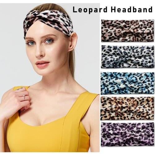 Elastic Wide Sweatband Leopard Print Headband Yoga Fitness Sweat Absorption Striped Knotted Bow Headbands Headband For Women
