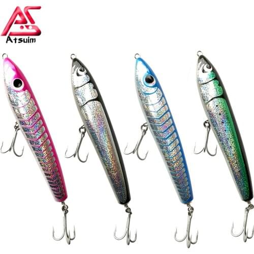 AS 65g90g140g Wood Trolling Floating Fishing Lure Wooden Pencil GT Stickbaits Topwater Artificial Bait Saltwater Fishing Tackle
