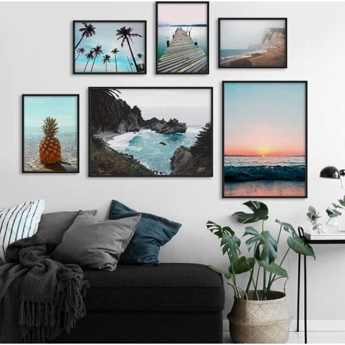 Mountain Lake Pineapple Picture Scandinavian Poster Nordic Style Print Nature Scenery Wall Art Canvas Painting Modern Room Decor