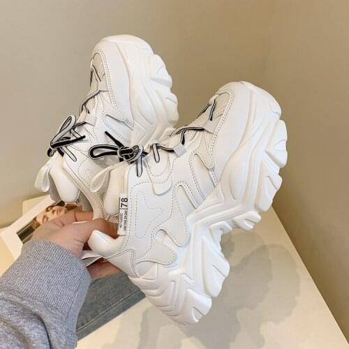 Chunky Wedge Sneakers for Women Summer Autumn Lace Up Thick Bottom Fashion Casual Womens Sports Dad Shoes Woman 099