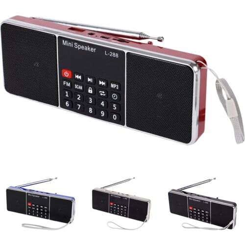 HOT-Mini Portable Rechargeable Stereo L-288 FM Radio Speaker LCD Screen Support TF Card USB Disk MP3 Music Player Loudspeaker(Bl