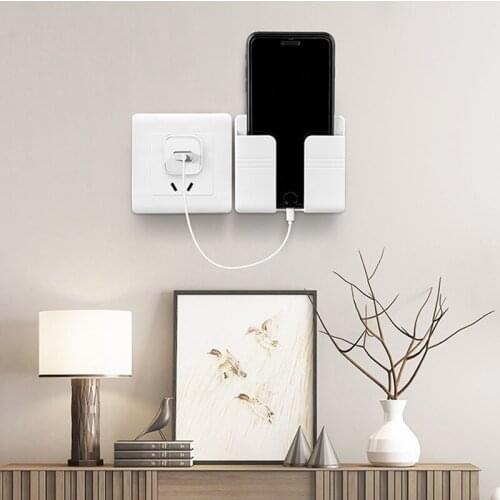 Punch-free Mobile Phone Charging Organizer Remote Control Storage Box Multifunctional Stand Rack Phone Plug Wall Cable Organizer