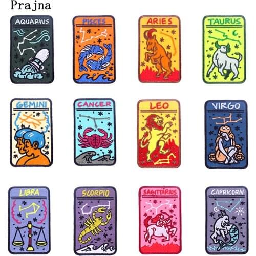 Prajna Constellation Patch Embroidered Patches For Clothing Iron on Patches On Clothes Cartoon Patch Jacket Applique Sticker DIY