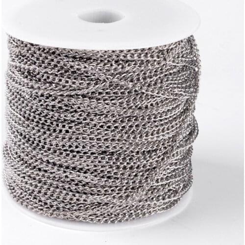 100m/roll 5x3x0.8mm Unwelded Iron Twist Chains for Jewelry Making DIY Bracelet Necklace Accessories Findings