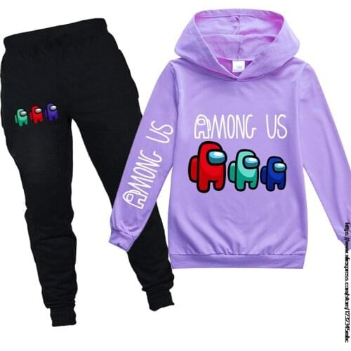 Game Among Us New Autumn Hoodies+black Pants Children Sets Kids Outfits Baby Boys Girl Winter Clothes Tracksuit
