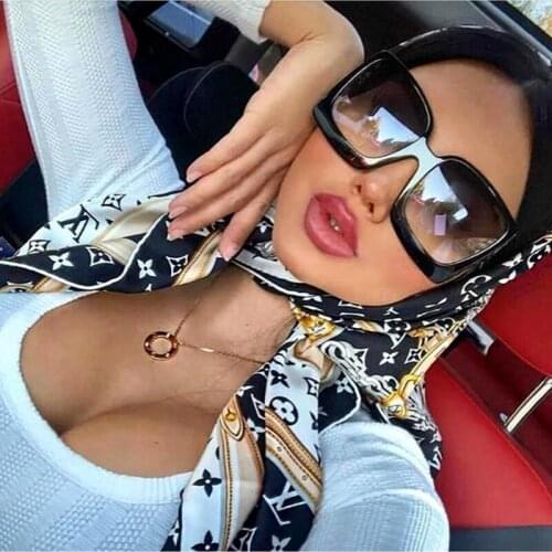 New arrival 2021 big rectangle futuristic tom tf logo sunglasses women men brand designer festival oversized shades for women