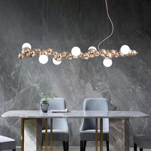 Nordic Restaurant Pendant light Postmodern 7/9 lights Gold Glass Hanging lamps Dining room Kitchen Bar Suspention Luminaire