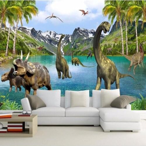 Custom Wall Cloth 3D Dinosaur Forest Mural Wallpaper Childrens Kids Bedroom Living Room Backdrop Wall Covering Home Decor Mural