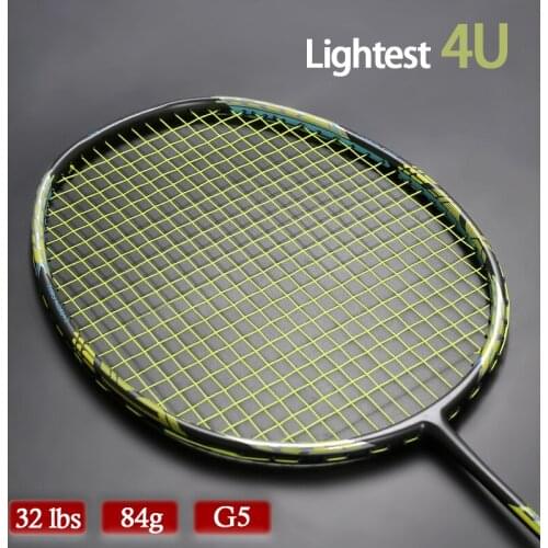 Carbon Fiber Strung Badminton Rackets Weight Light 4U 84g G5 Offensive Type Racquet 24-32LBS Rackets With Bags Speed Raquette