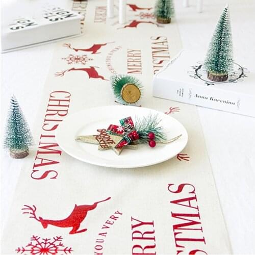 Christmas Tablecloth Cute Table Runner Mat Flag Home Party Decoration Gift Snowflake Elk Printing New Year 2020 Christmas Decor