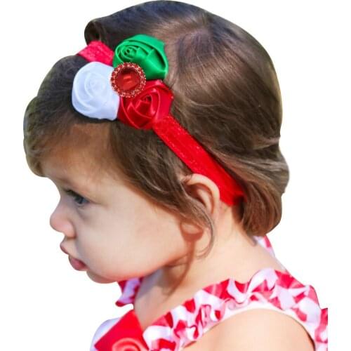 Christmas headband rose bud rhinestone stretch baby hairband headband