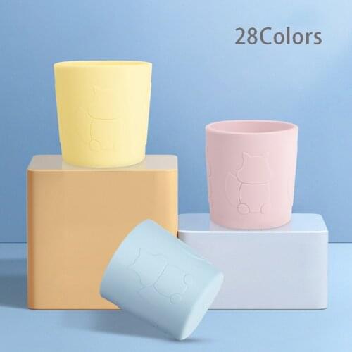 28Colors New Silicone Baby Cup Portable Food Grade Anti Scalding Silicone Water Cup Learn To Drink Cup For Childr