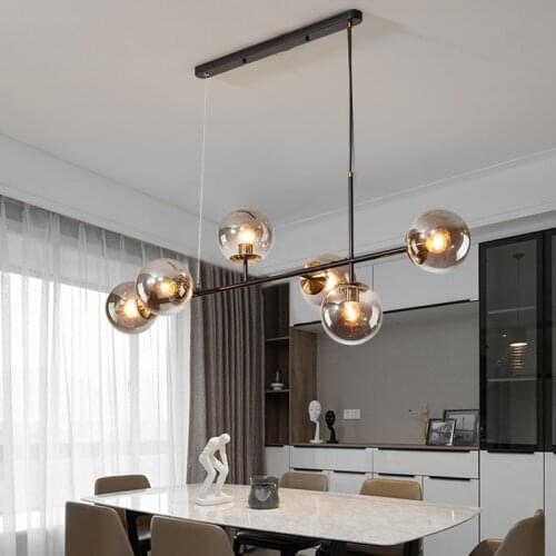 Modern long chandelier minimalist designer chandelier for kitchen bar LED design LOFT glass ball light dining room luxury light