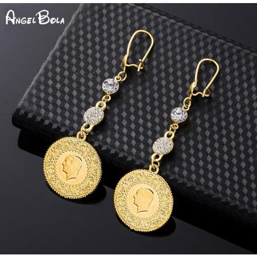 Vintage Round Coin Dangling Earrings Womens Long Tassel Metal Link Chain Earrings Boho Jewelry