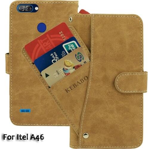 Vintage Leather Wallet Itel A46 Case 5.45" Flip Luxury Card Slots Cover Magnet Stand Phone Protective Bags