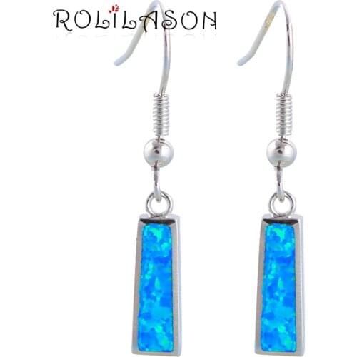 Top quality online Dangle earrings Fashion Jewelry Blue Fire Opal Silver Stamped Drop Earrings Girls Gifts OE264