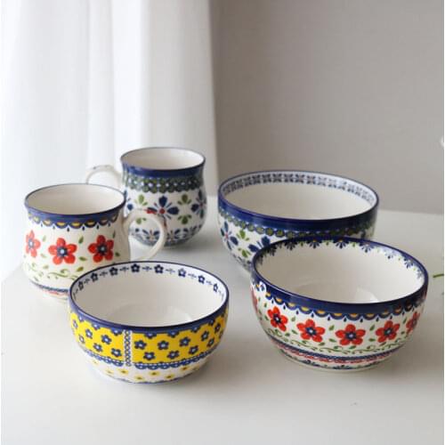 High Temperature Ceramic Spring Warm Flowers Household Rice Bowl/Medium Bowl/Noodle Bowl