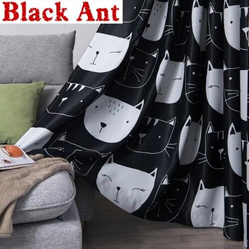 Cartoon Black Cat Curtain Blackout for Kid Boys Room Bedroom Sheer Fabric Drape Kitchen Shade Curtain Blinds X106 #40
